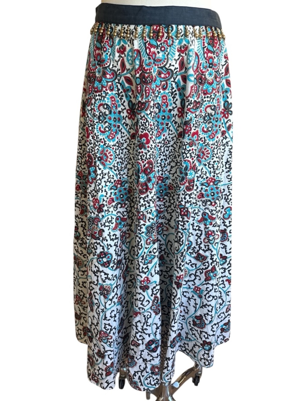 Coldwater Creek blue red  bohemian paisley maxi skirt M